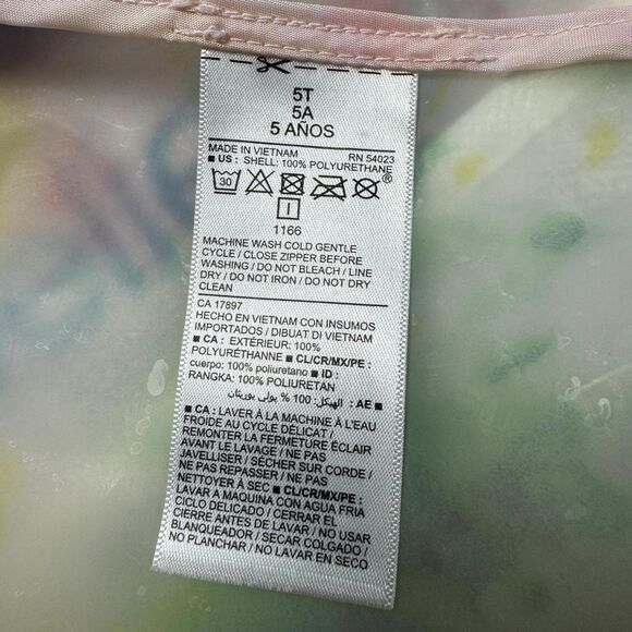 Tie-Dye Old Navy Raincoat Girl's 5T Hooded Multi Color Transparent Jacket Spring - Picture 5 of 7